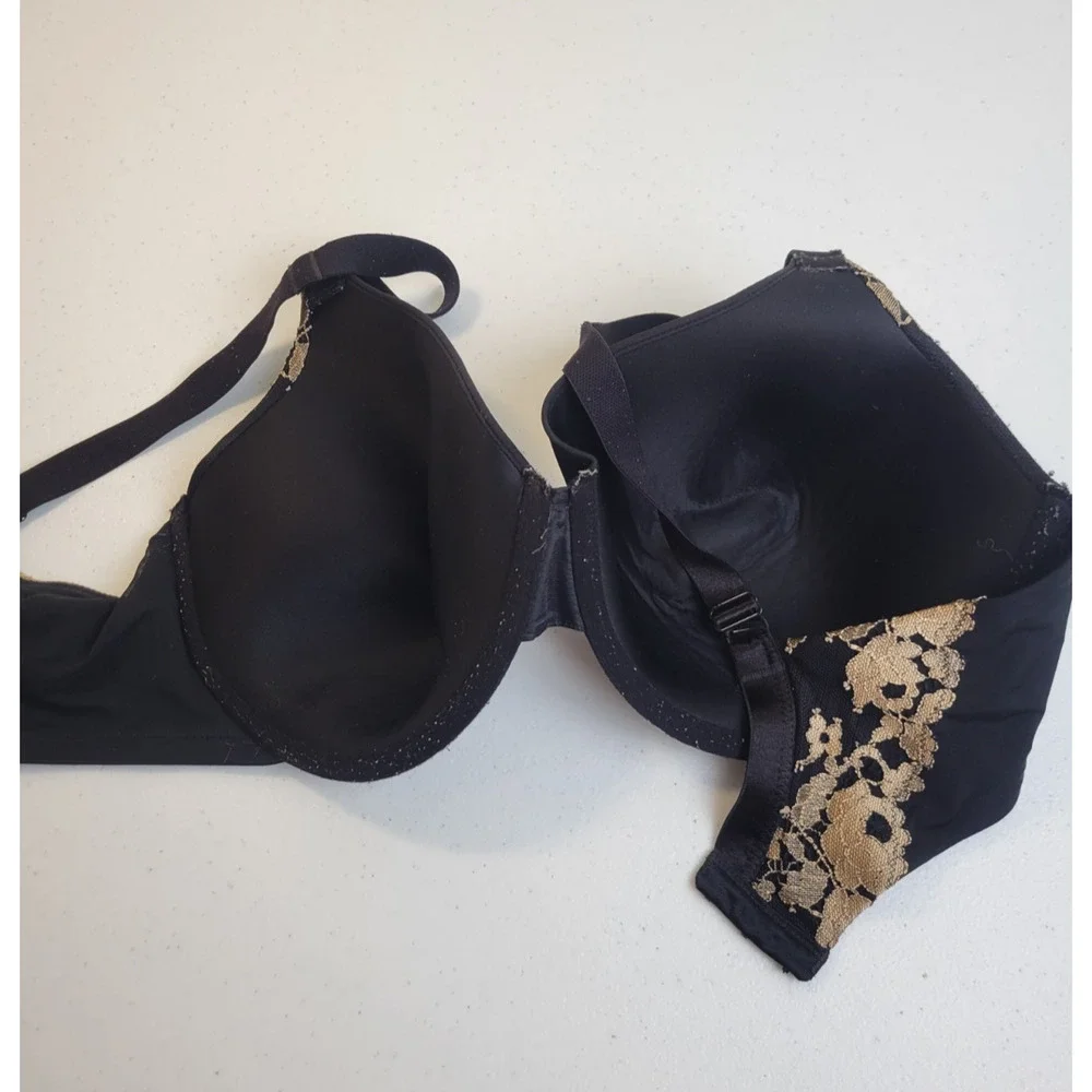 Wacoal Opulence Underwire Contour Bra Black Tan Lace Full Coverage Size 36DDD - Picture 10 of 10